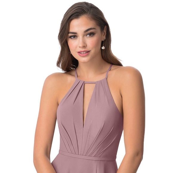 AZAZIE EVALLEEN A-Line Pleated Chiffon Floor-Length Dress Dusty Rose size 2 - Picture 2 of 11